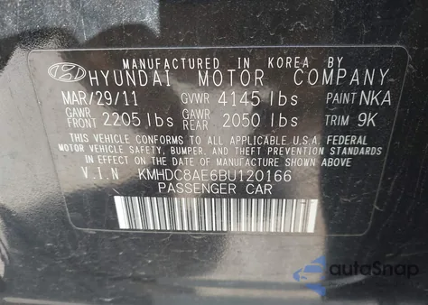 2011 Hyundai Elantra Touring Gls from USA, damaged, VIN KMHDC8AE6BU120166